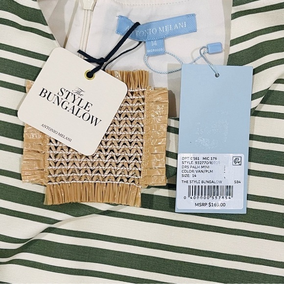 Antonio Melani x The Style Bungalow Palm Short Sleeve Striped Mini Dress NWT - Picture 14 of 16